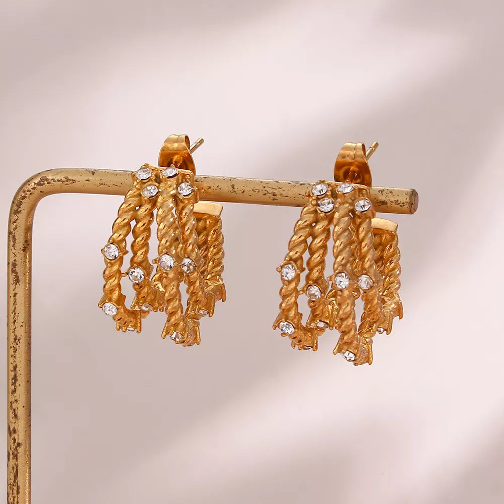 Elisa 18K Gold-Plated Twisted Hoop Earrings