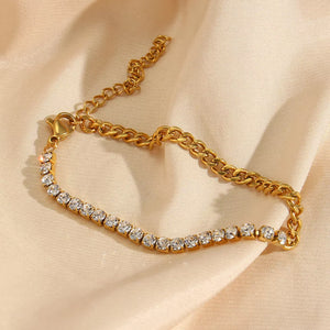 Louie 18K Gold-Plated Iced Out Chain Bracelet