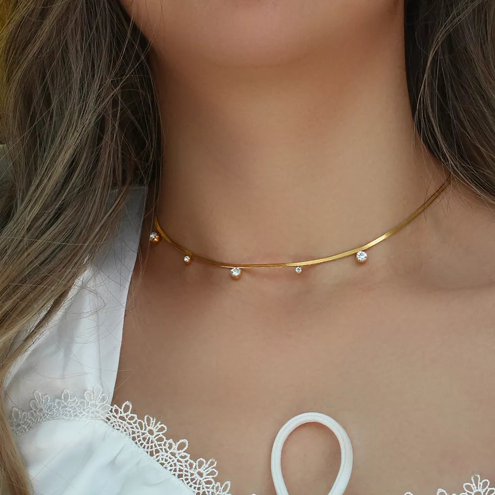 Tara Round Zircon Charm Necklace