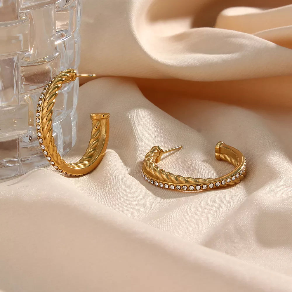 Marci 18K Gold-Plated Zircon-Paved Hoop Earrings