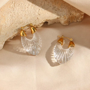 Clear Rhea 18K Gold-Plated Leaf Earrings