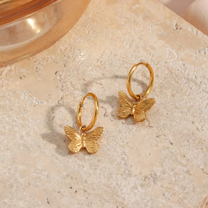 Serena Butterfly Flight 18K Gold-Plated Huggie Earrings
