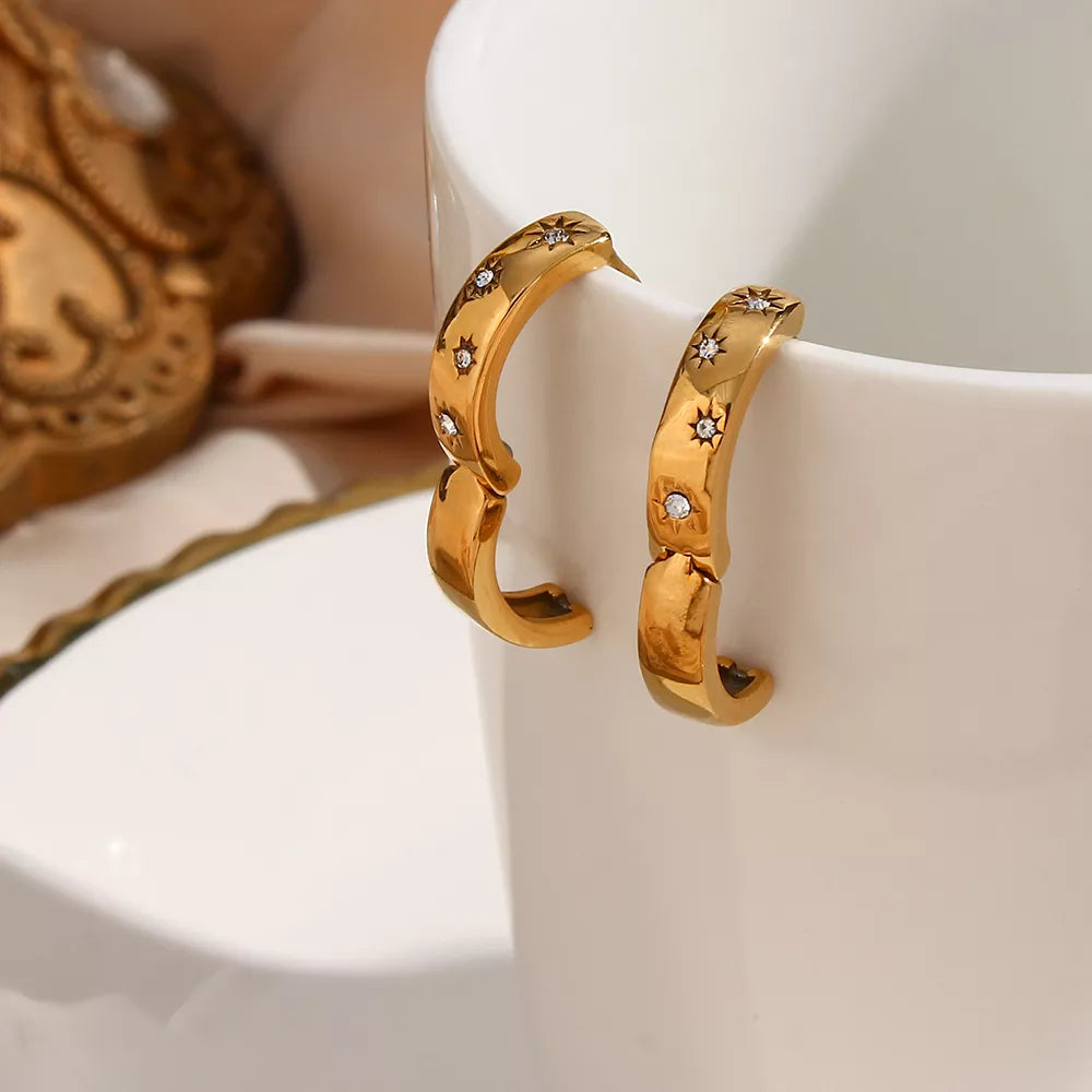 Soleil 18K Gold-Plated Huggie Earrings