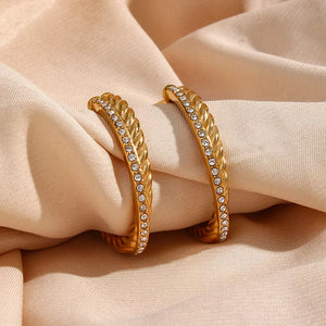 Marci 18K Gold-Plated Zircon-Paved Hoop Earrings