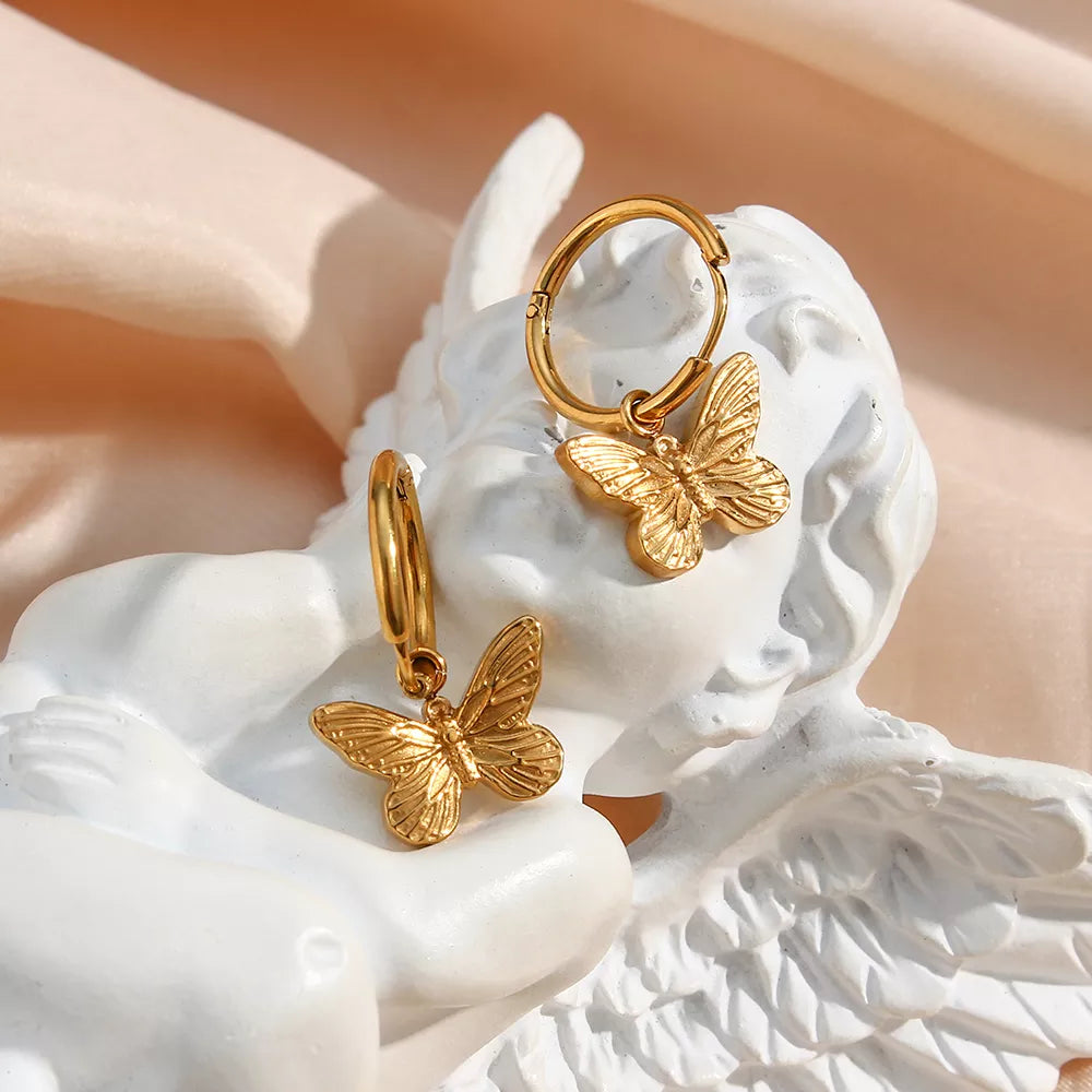 Serena Butterfly Flight 18K Gold-Plated Huggie Earrings