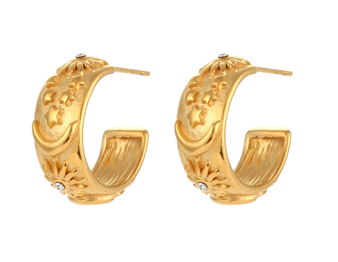 Sun & Moon 18K Gold-Plated Hoop Earrings