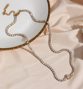 Dalia 18K Gold-Plated Rhinestone Tennis Chain Necklace